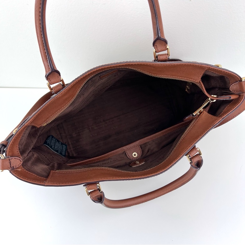 Ralph Lauren Double RL Brown Leather Tote - Picture 8 of 12